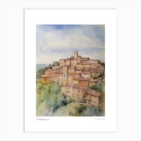 Montepulciano, Tuscany, Italy 4 Watercolour Travel Poster Art Print