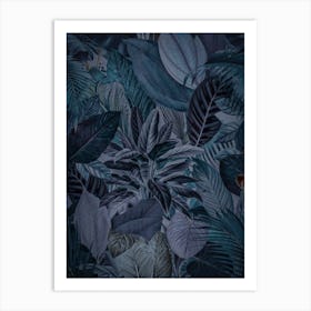 Midnight Blue Jungle Art Print