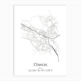 Charcas,Mexico Minimalist Map Art Print