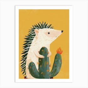 Hedgehog Cactus Minimalist Abstract Illustration 3 Art Print