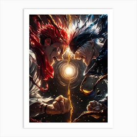 Anime Characters Fighting Art Print