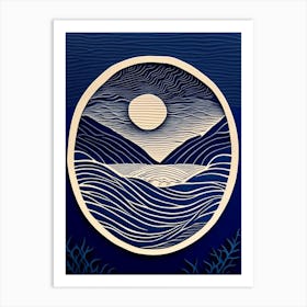 Water Symbol Waterscape Linocut 1 Art Print