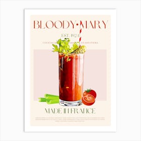 Bloody Mary Cocktail Mid Century Art Print