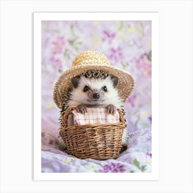 Hedgehog In A Basket.Generated AI. Wall Art Print 1 Poster