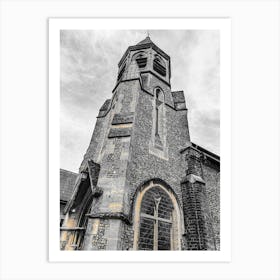 Black And White Church Tower Art Print