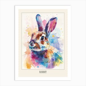 Rabbit Colourful Watercolour 4 Poster Art Print