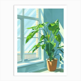 Potted Plant In Front Of Window Art Print