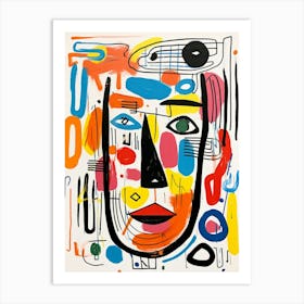 Colourful Gouache Inspired Face 2 Art Print