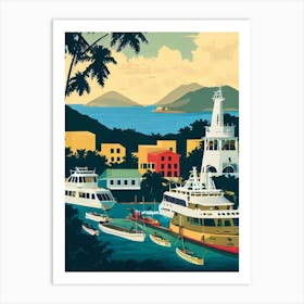 Port Of St Thomas United States Virgin Islands Vintage Poster harbour Art Print