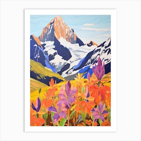 Aoraki New Zealand 4 Colourful Mountain Illustration Art Print