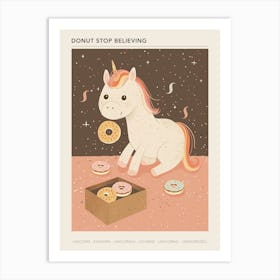 Unicorn & Rainbow Sprinkle Donuts 2 Poster Art Print