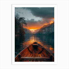 Sunset In A Canoe Art Print