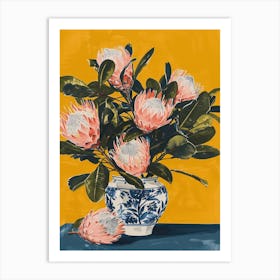Proteas Flowers On A Table   Contemporary Illustration 2 Art Print