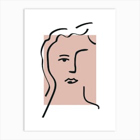 Line Art Pink Matisse Inspired Face Art Print