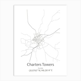 Charters Towers,Australia Minimalist Map Art Print