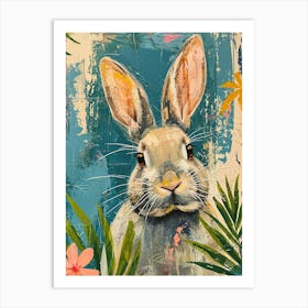 Kitsch Rabbit Brushstrokes 1 Art Print