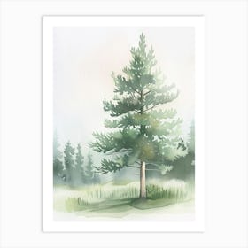 Balsam Tree Atmospheric Watercolour Painting 1 Art Print
