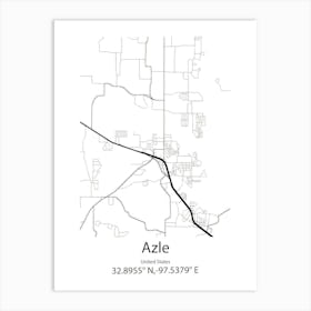 Azle,United States Minimalist Map 1 Art Print