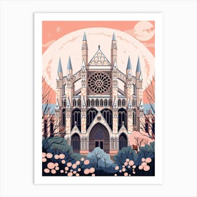 Westminster Abbey   London, England   Cute Botanical Illustration Travel 1 Art Print