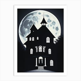 Beautiful Haunting House over the Full moon Art Print