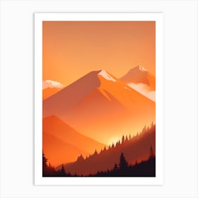 Misty Mountains Vertical Composition In Orange Tone 59 Art Print