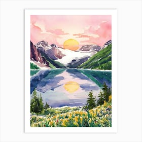 Watercolor Of A Mountain Lake 1 Art Print