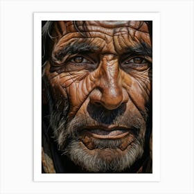 Weathered Face Bold Textures Highlighting Every Crease And Line Shadows And Wrinkles Pronounced C Art Print