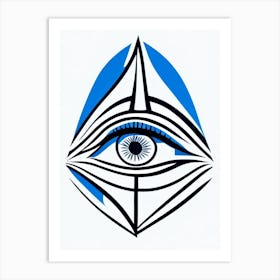 Psychic Abilities, Symbol, Third Eye Blue & White 2 Art Print
