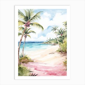 Watercolor Painting Of Grace Bay Beach, Turks And Caicos 2 Art Print