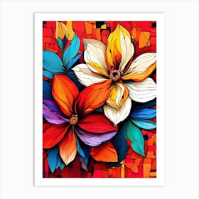 Mosaic Flower Painting Art Print