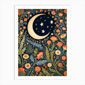 William Morris Moon And Flowers 7 Art Print