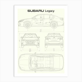 Subaru Legacy 2024 car blueprint Art Print