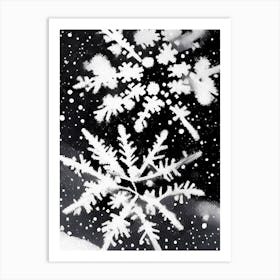 Snowflakes In The Snow, Snowflakes, Black & White 4 Art Print
