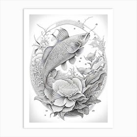Matsuba Koi Fish Haeckel Style Illustastration Art Print