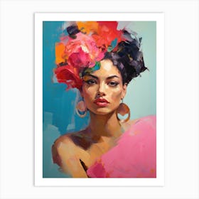 Woman With Colorful Hair Art Print