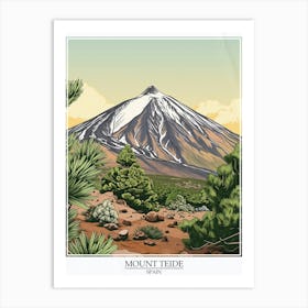 Mount Teide Spain Color Line Drawing 7 Poster Art Print