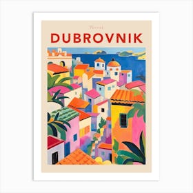 Dubrovnik Croatia 4 Fauvist Travel Poster Art Print