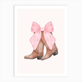 Pink Cowboy Boots Art Print