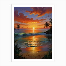 Sunset On The Beach 10 Art Print