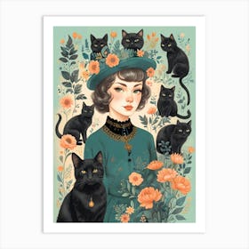 Cat Lady Art Print