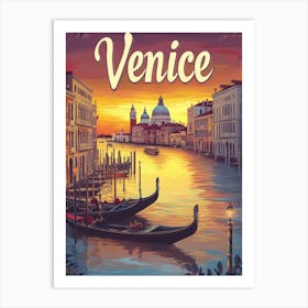 Aihrgdesign A Retro Travel Poster For Venice 1 Art Print