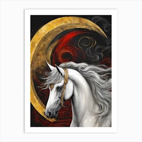 Horse With Crescent Moon Art Print