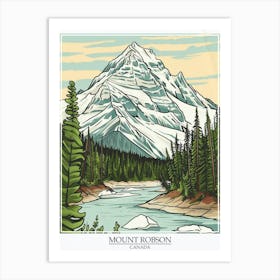 Mount Robson Canada Color Line Drawing 6 Poster Art Print