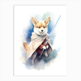 Corgi Dog As A Jedi 1 Art Print