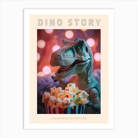 Pastel Toy Dinosaur Eating Popcorn 2 Poster Art Print