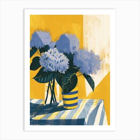 Hydrangea Flowers On A Table   Contemporary Illustration 1 Art Print