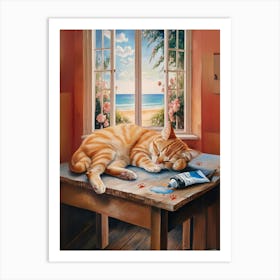 Slumbering Cat Art Print