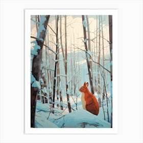 Winter Red Squirrel 3 Illustration Art Print