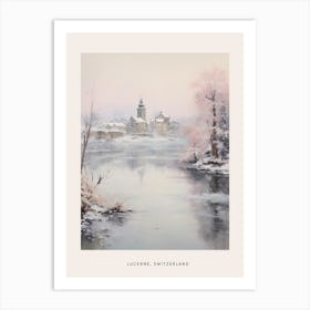 Dreamy Winter Painting Poster Lucerne Switzerland 2 Art Print