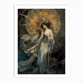 Lady With A Clock Art Print